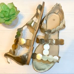 Gold Metallic Gladiator Sandals Sz EU 39